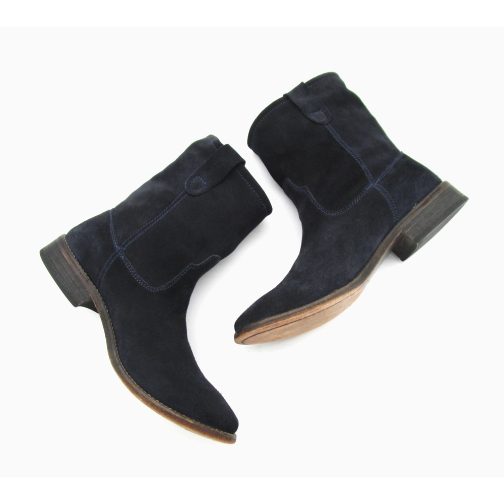 ZIGI Girl Canon Suede Ankle Booties Blue Women's Western Style Pull-on Sz 10M - Picture 7 of 9